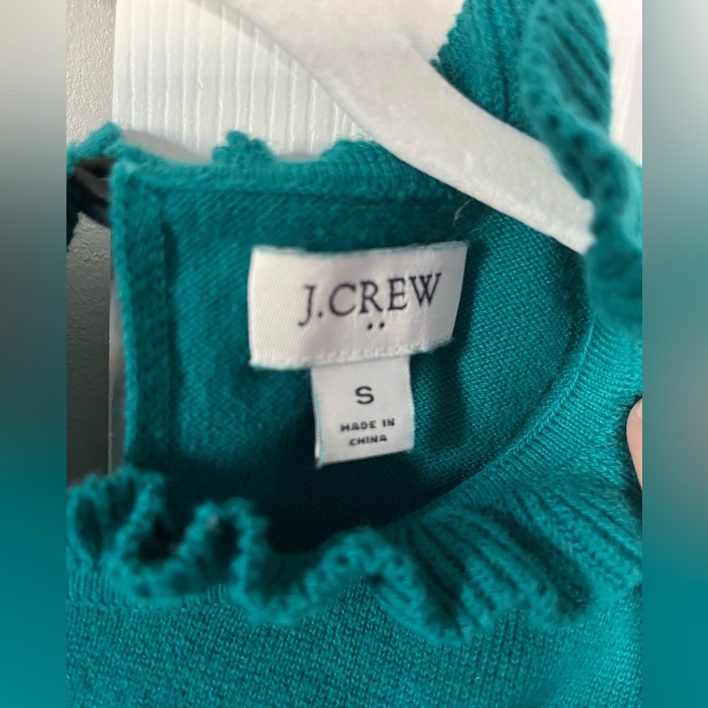 J.Crew Factory Teal Ruffle Sweater - Picture 2 of 3